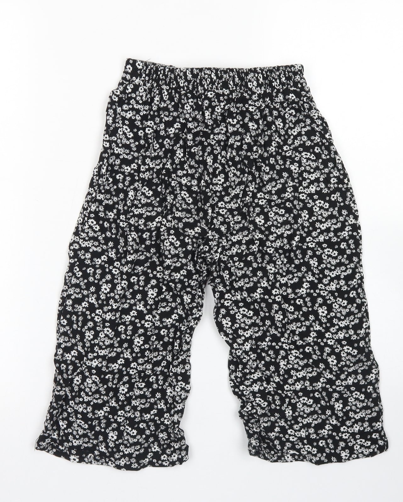 Miss E-vie Girls Black Floral Viscose Culotte Shorts Size 8-9 Years  Regular