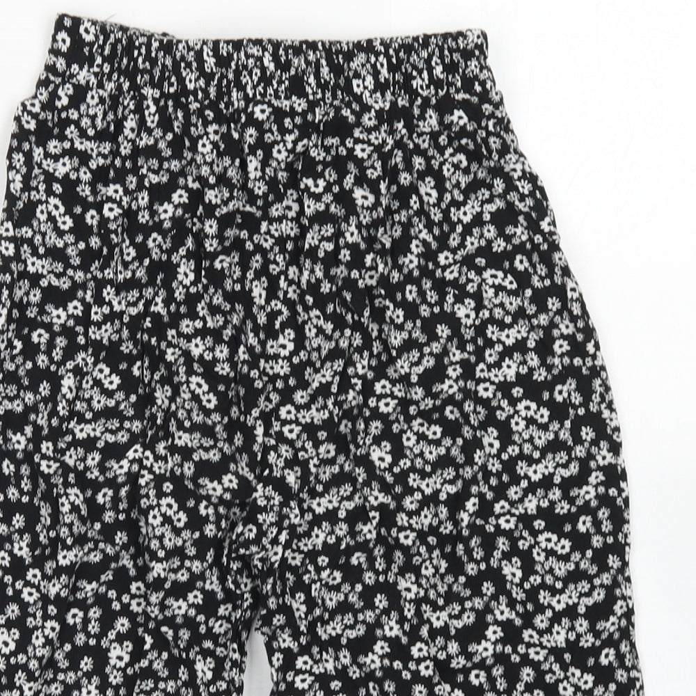 Miss E-vie Girls Black Floral Viscose Culotte Shorts Size 8-9 Years  Regular