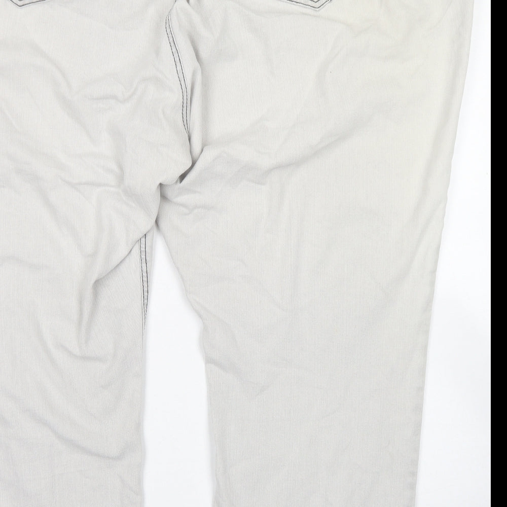 Evans Womens Grey  Cotton Straight Jeans Size 32 L25 in Regular Button