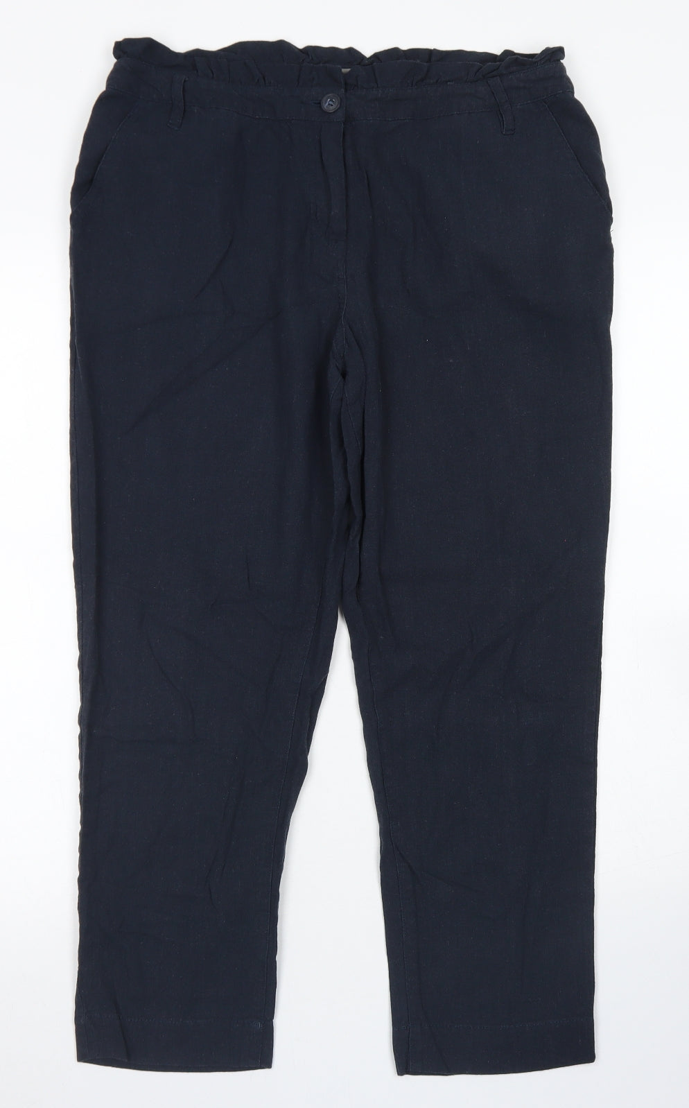 Oasis Womens Blue  Viscose Pedal Pusher Trousers Size 10 L24 in Regular Button