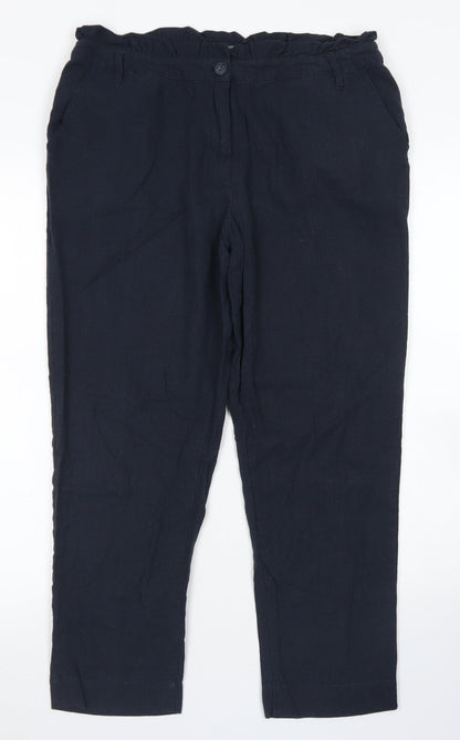 Oasis Womens Blue  Viscose Pedal Pusher Trousers Size 10 L24 in Regular Button