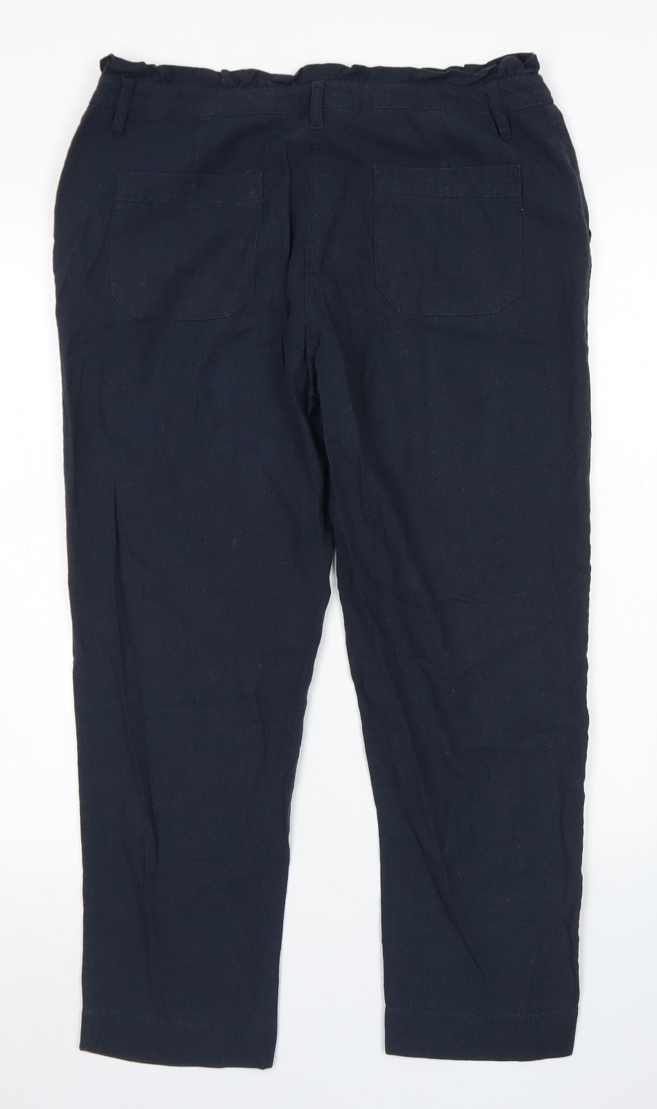 Oasis Womens Blue  Viscose Pedal Pusher Trousers Size 10 L24 in Regular Button