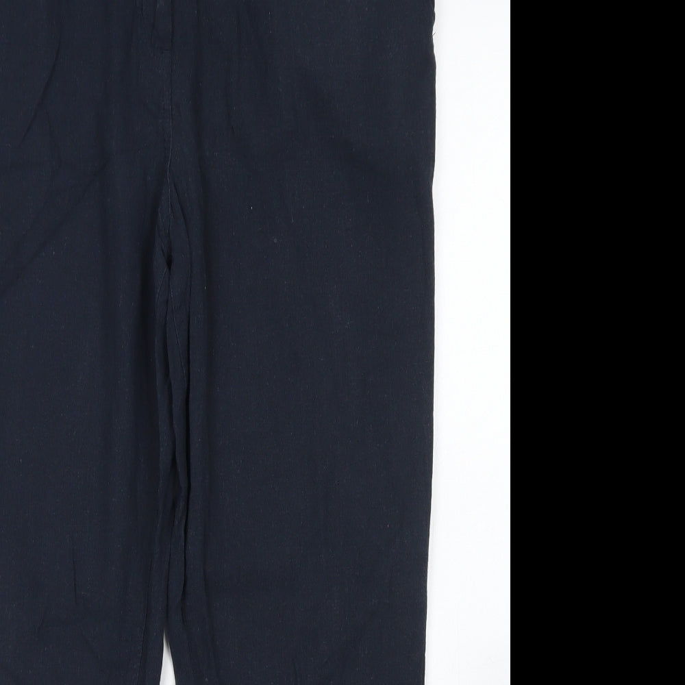 Oasis Womens Blue  Viscose Pedal Pusher Trousers Size 10 L24 in Regular Button