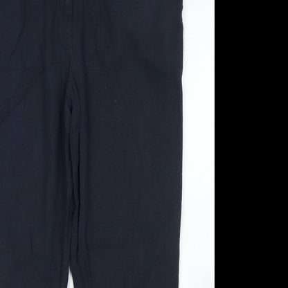 Oasis Womens Blue  Viscose Pedal Pusher Trousers Size 10 L24 in Regular Button