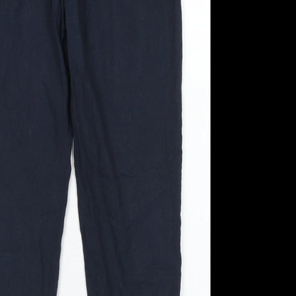 Oasis Womens Blue  Viscose Pedal Pusher Trousers Size 10 L24 in Regular Button