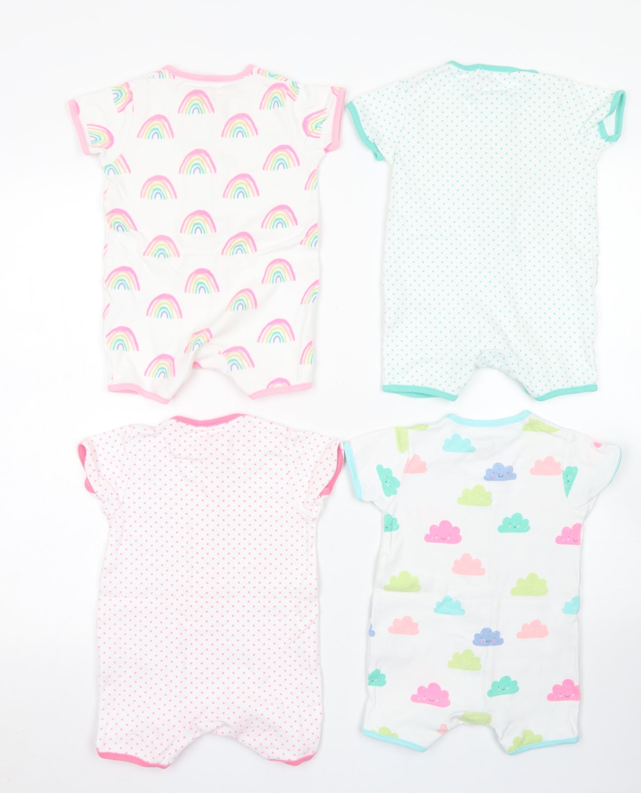 NEXT Girls Pink Spotted Cotton Romper Outfit/Set Size 6-9 Months  Snap