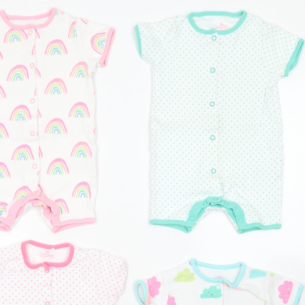 NEXT Girls Pink Spotted Cotton Romper Outfit/Set Size 6-9 Months  Snap
