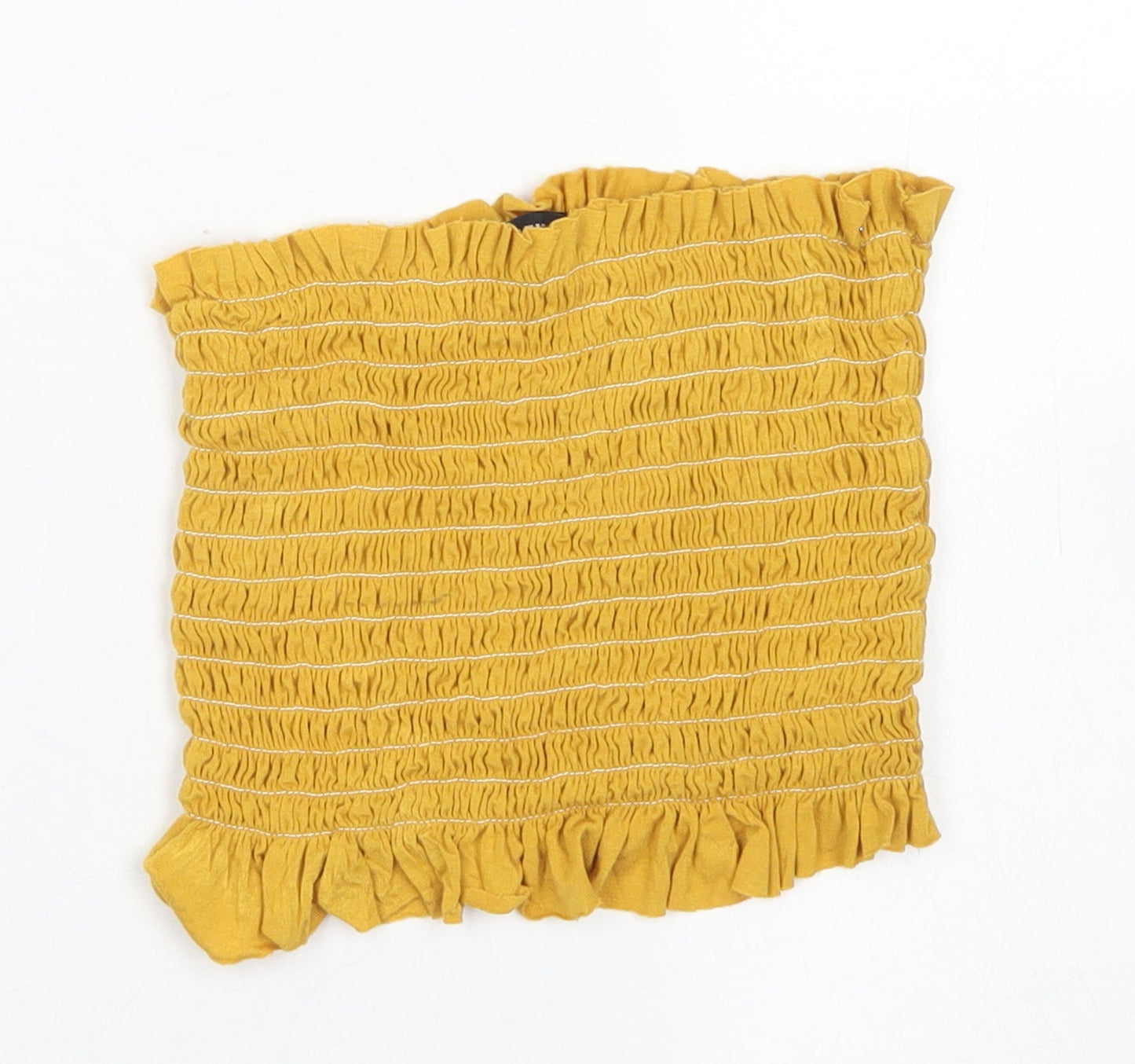 Misspap Womens Yellow  Viscose Cropped T-Shirt Size 6 Off the Shoulder - Bandeau