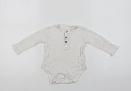 F&F Baby White  Cotton Romper One-Piece Size 9-12 Months  Snap