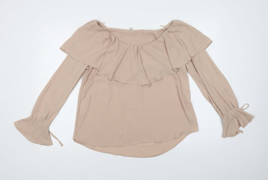 River Island Womens Beige  Polyester Basic Blouse Size 14 Boat Neck