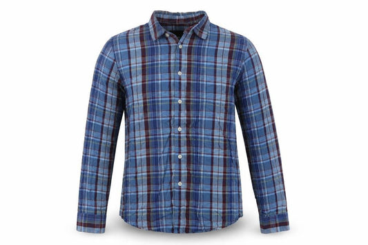 ASOS Mens Blue Check Cotton  Button-Up Size M Collared Button