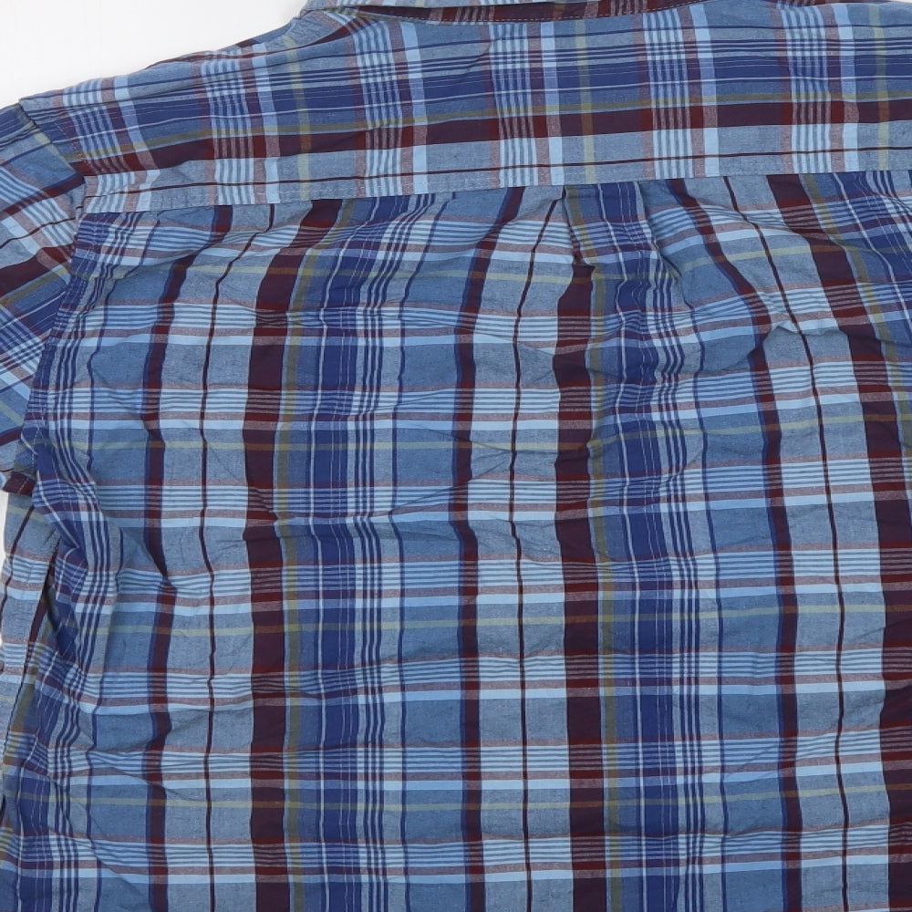 ASOS Mens Blue Check Cotton  Button-Up Size M Collared Button