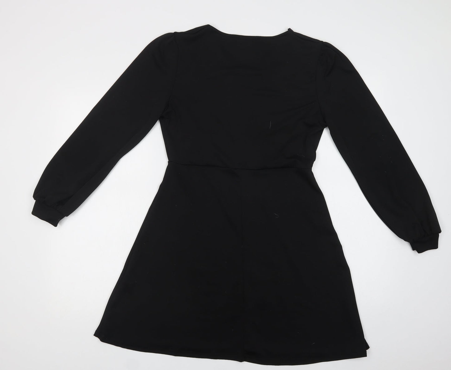 Boihoo Womens Black  Polyester Fit & Flare  Size 12  V-Neck