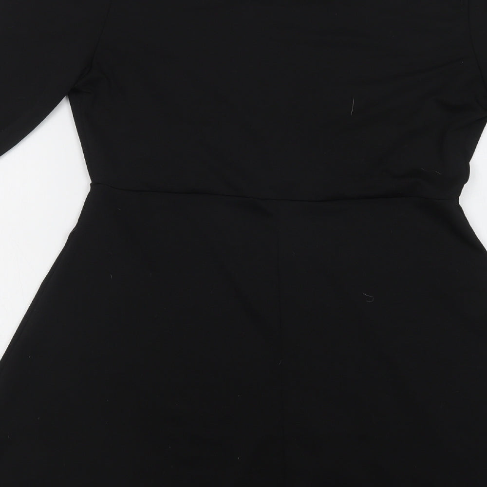 Boihoo Womens Black  Polyester Fit & Flare  Size 12  V-Neck