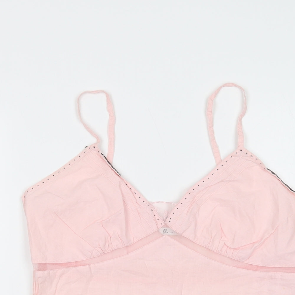 BHS Womens Pink  Cotton Cami Pyjama Top Size 10   - Lace Detail