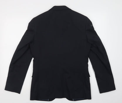 Preloved Marks and Spencer Mens Blue   Jacket Blazer Size S  Button - Back