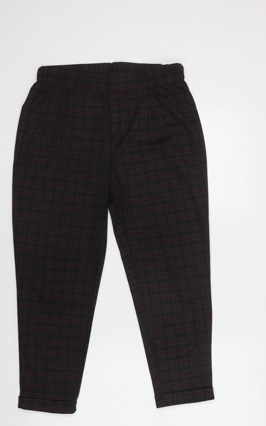 Innocence Womens Purple Check Polyester Jogger Trousers Size 12 L24 in Regular