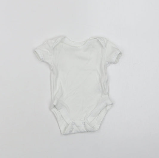 George Baby White  Cotton Romper One-Piece Size 0-3 Months  Snap