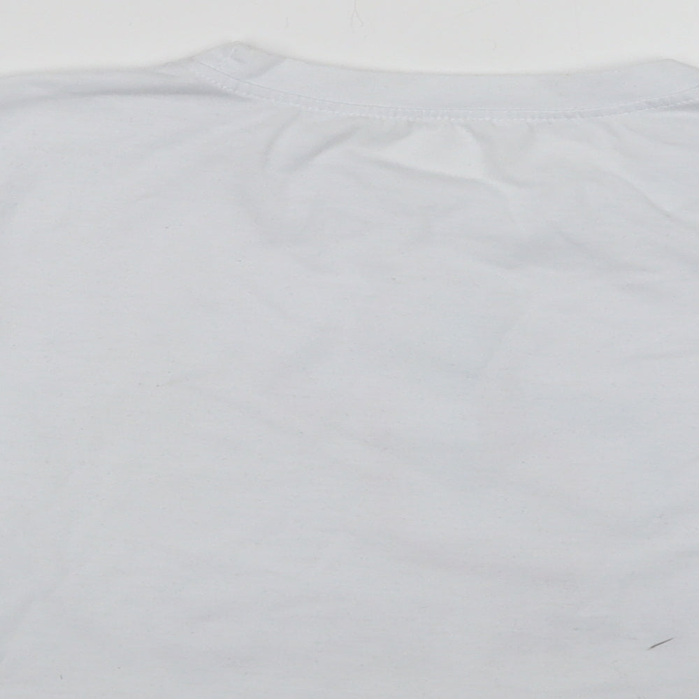 Preworn Womens White  Polyester Cropped T-Shirt Size XS Crew Neck - Tik Tok