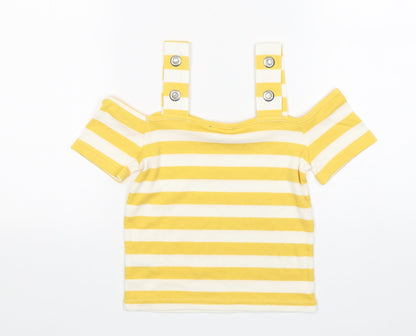 Preloved Atmosphere Womens Yellow Striped Polyester Basic T-Shirt Size 8 Boat Neck - Back