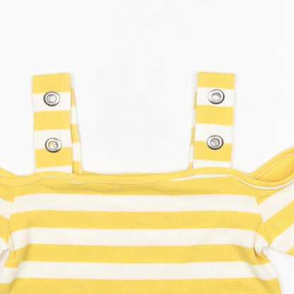 Preloved Atmosphere Womens Yellow Striped Polyester Basic T-Shirt Size 8 Boat Neck - Detail