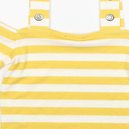 Preloved Atmosphere Womens Yellow Striped Polyester Basic T-Shirt Size 8 Boat Neck - Label