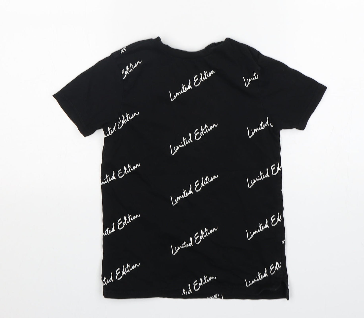 George Boys Black  Cotton Basic T-Shirt Size 7-8 Years Round Neck