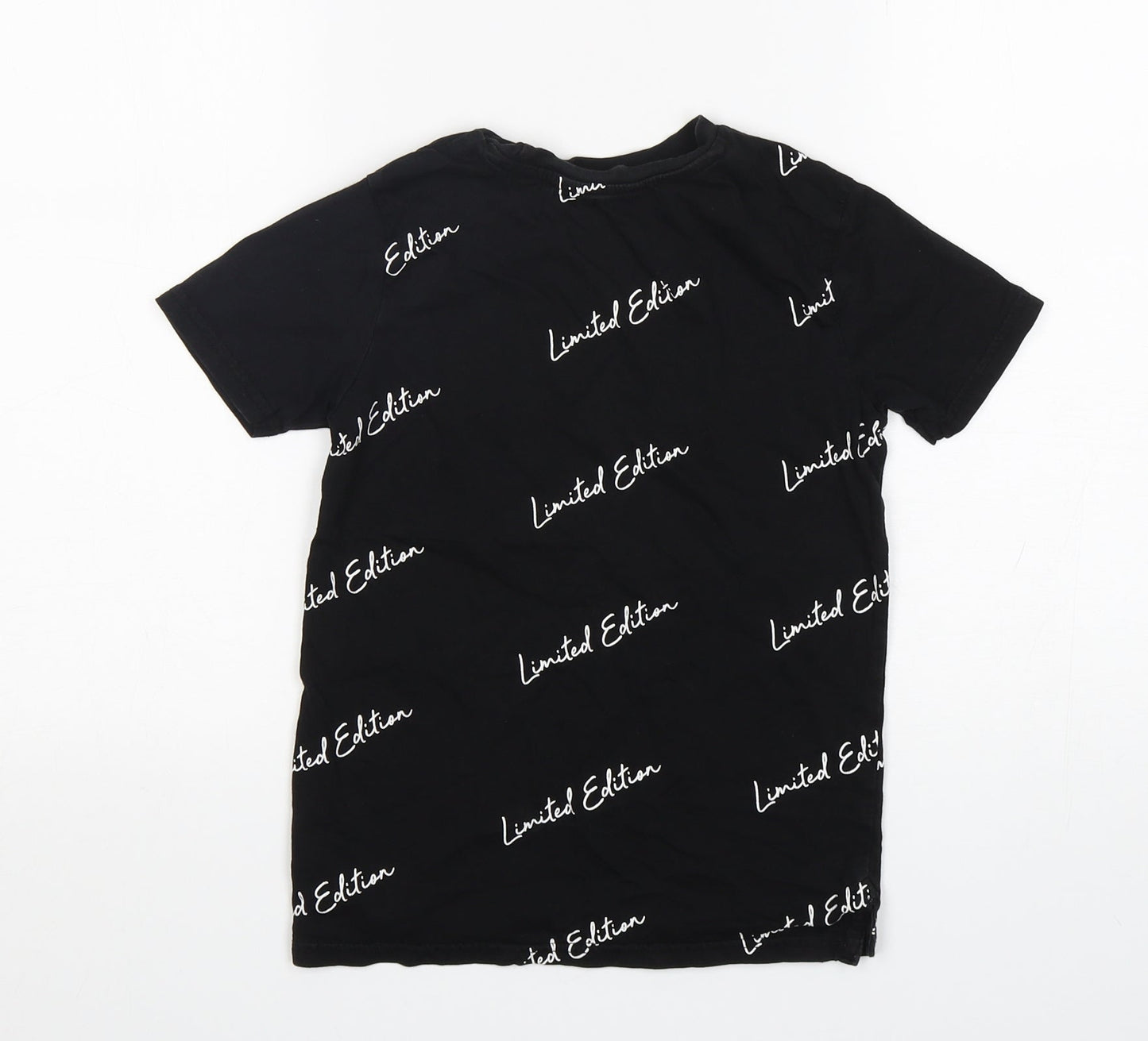 George Boys Black  Cotton Basic T-Shirt Size 7-8 Years Round Neck