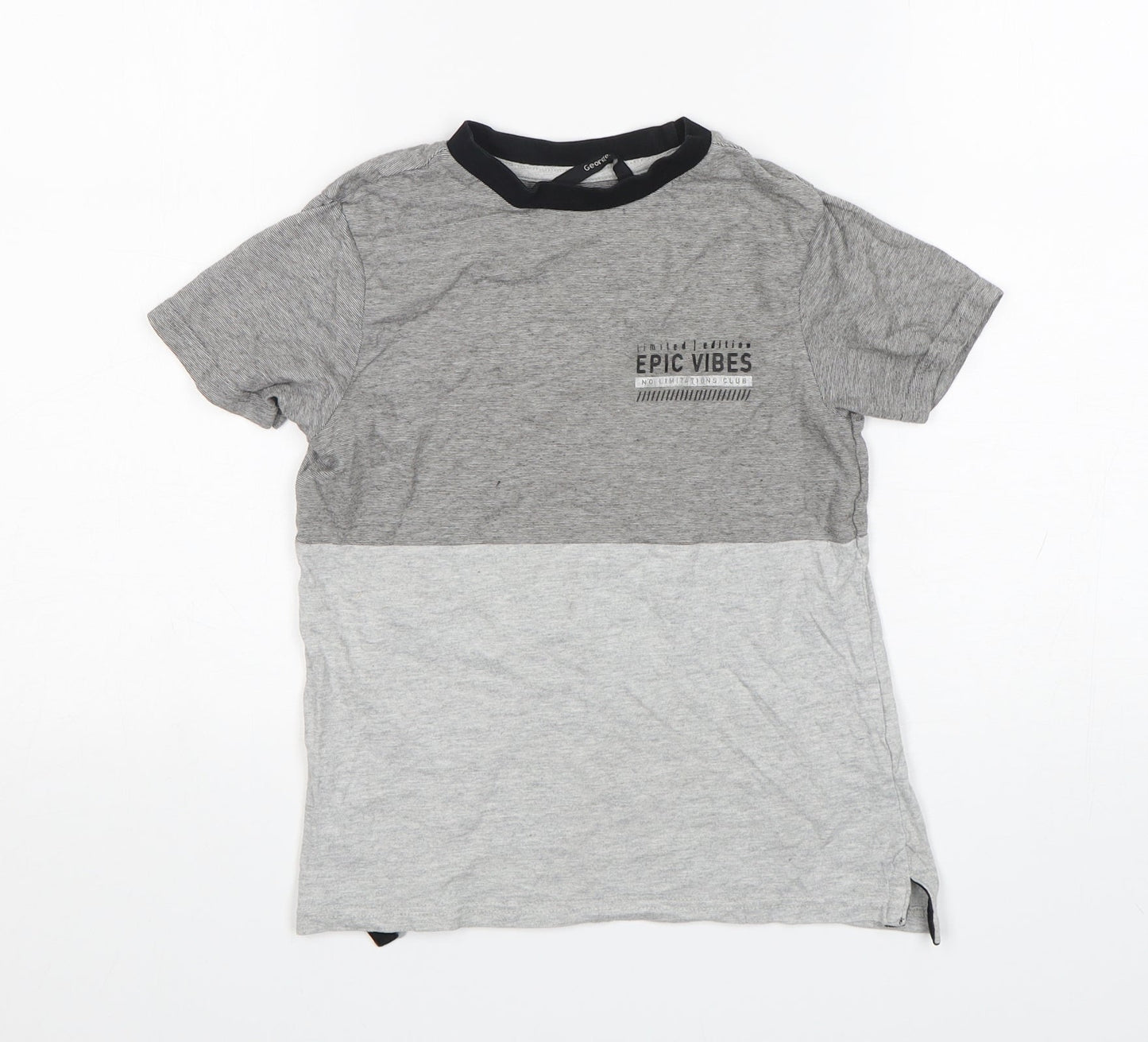 George Boys Grey  Cotton Basic T-Shirt Size 7-8 Years Round Neck