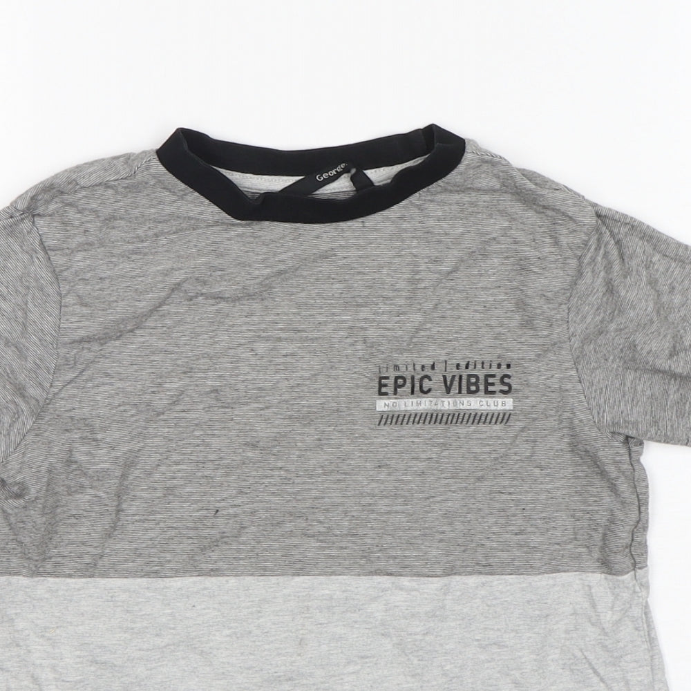 George Boys Grey  Cotton Basic T-Shirt Size 7-8 Years Round Neck