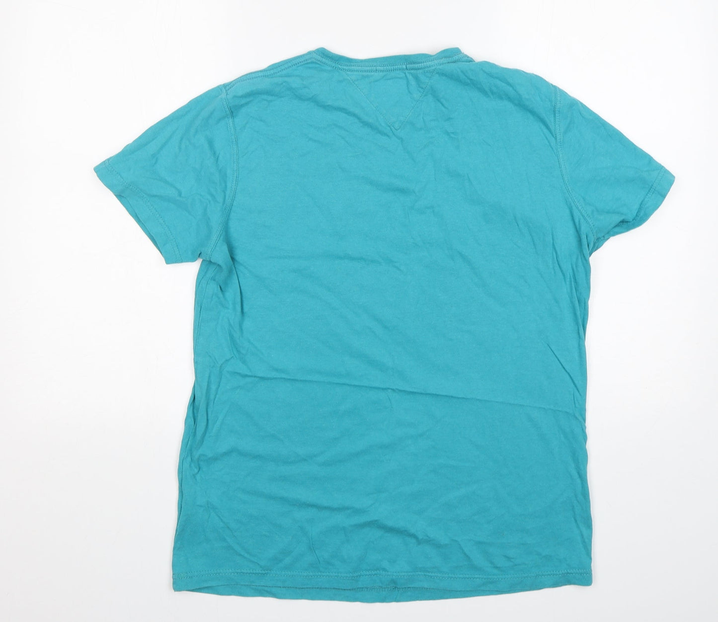 Hilfiger Denim Mens Green  Cotton  T-Shirt Size M Round Neck