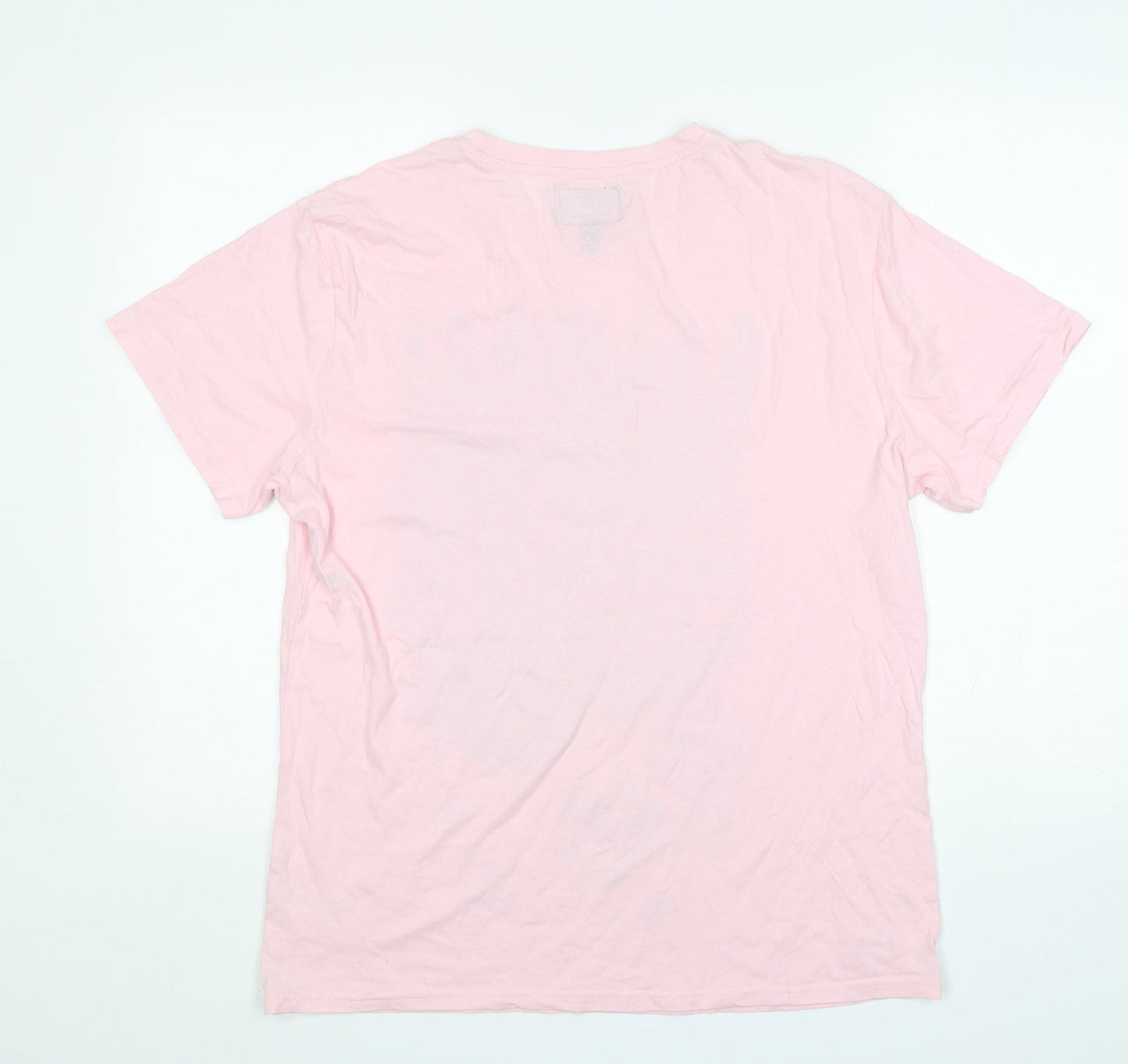Marcello Mens Pink  Cotton  T-Shirt Size L Round Neck  - Miami Beach