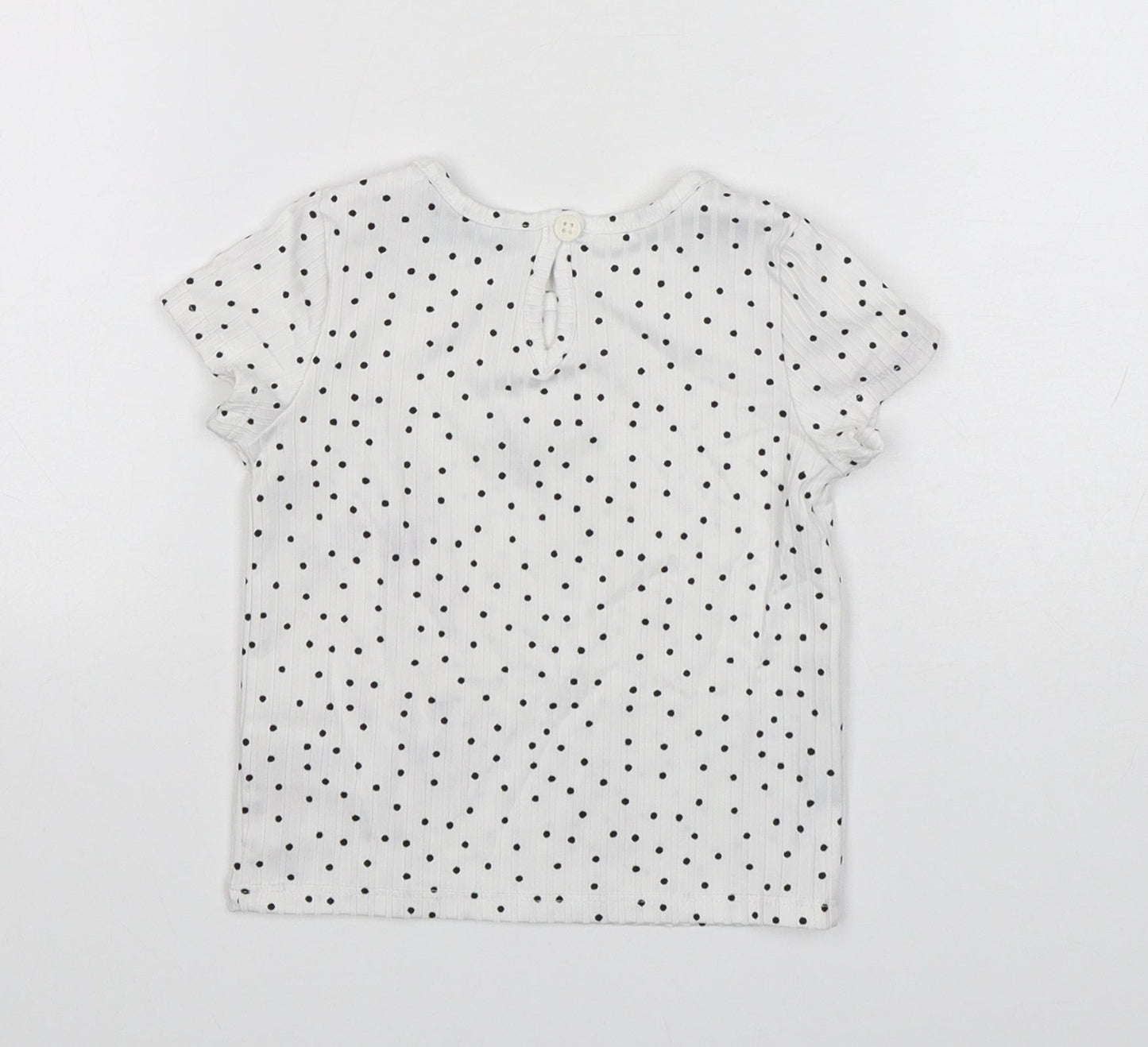 Primark Girls White Polka Dot Polyester Basic T-Shirt Size 9-12 Months Round Neck