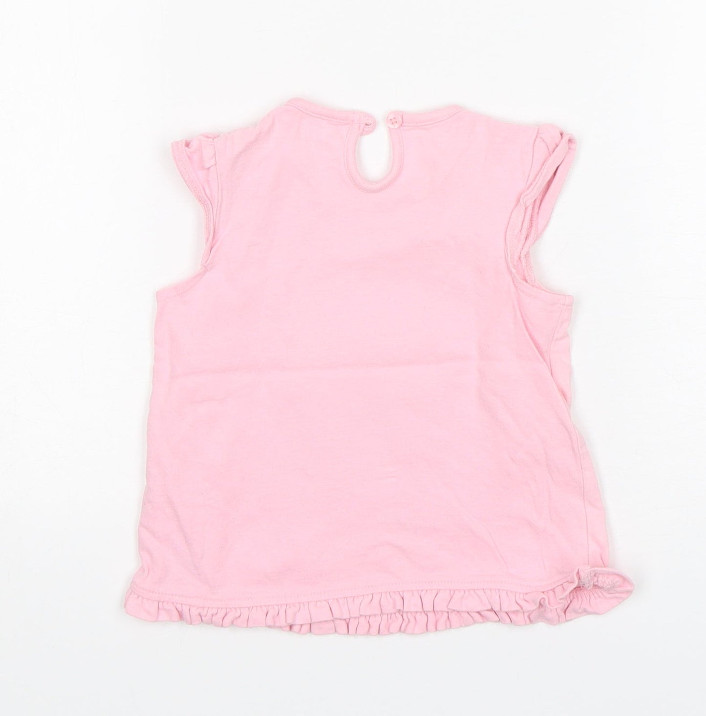 George Girls Pink  Cotton Basic Tank Size 9-12 Months Round Neck