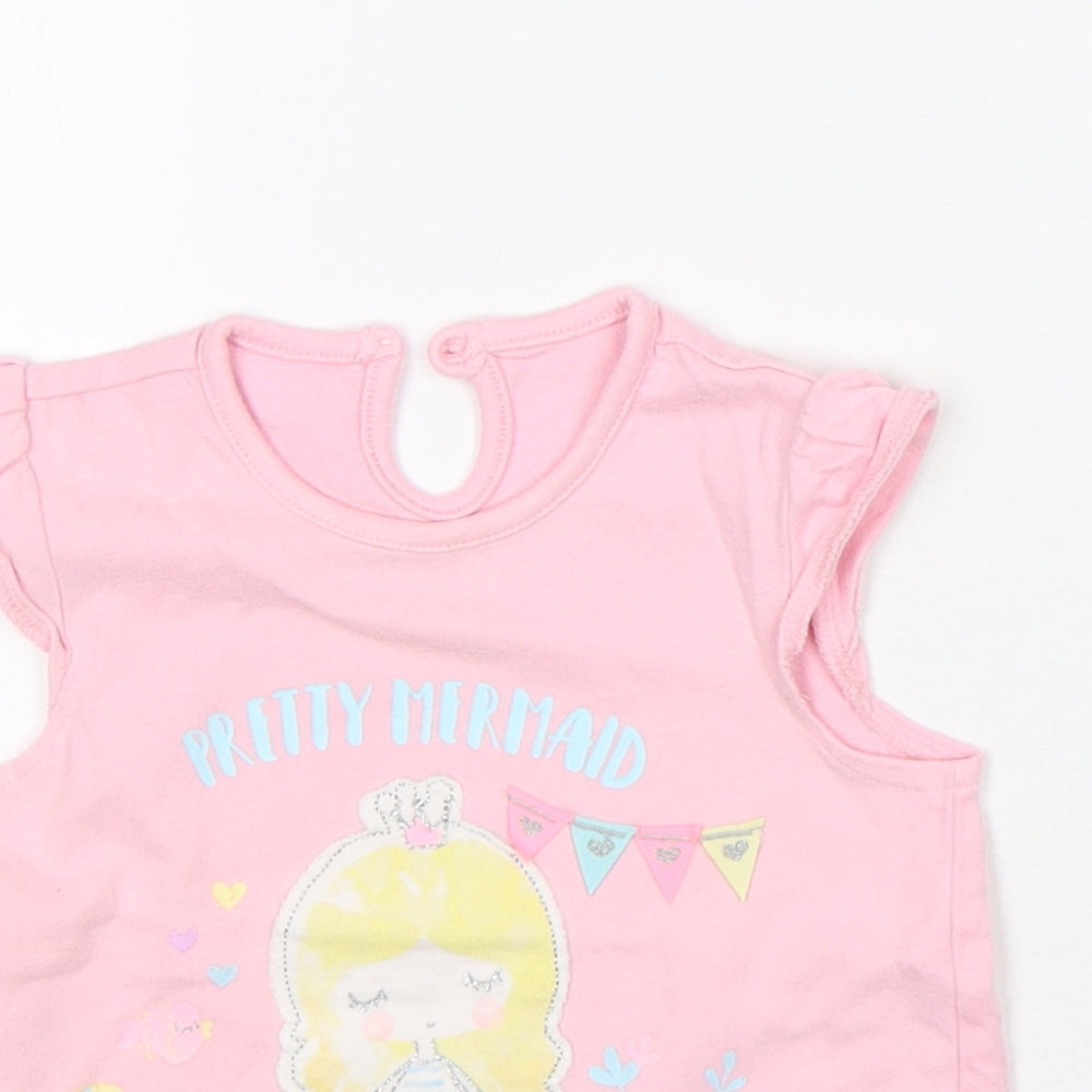 George Girls Pink  Cotton Basic Tank Size 9-12 Months Round Neck