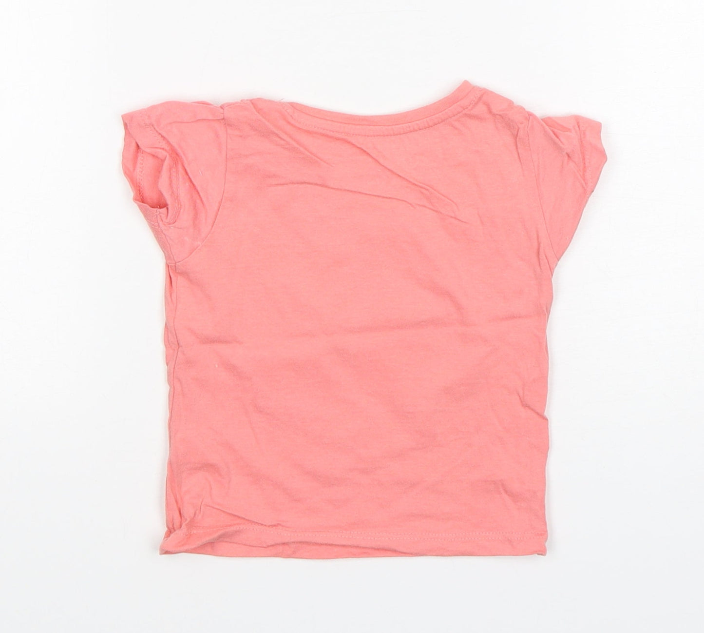 Primark Girls Pink  Cotton Basic T-Shirt Size 9-12 Months Round Neck