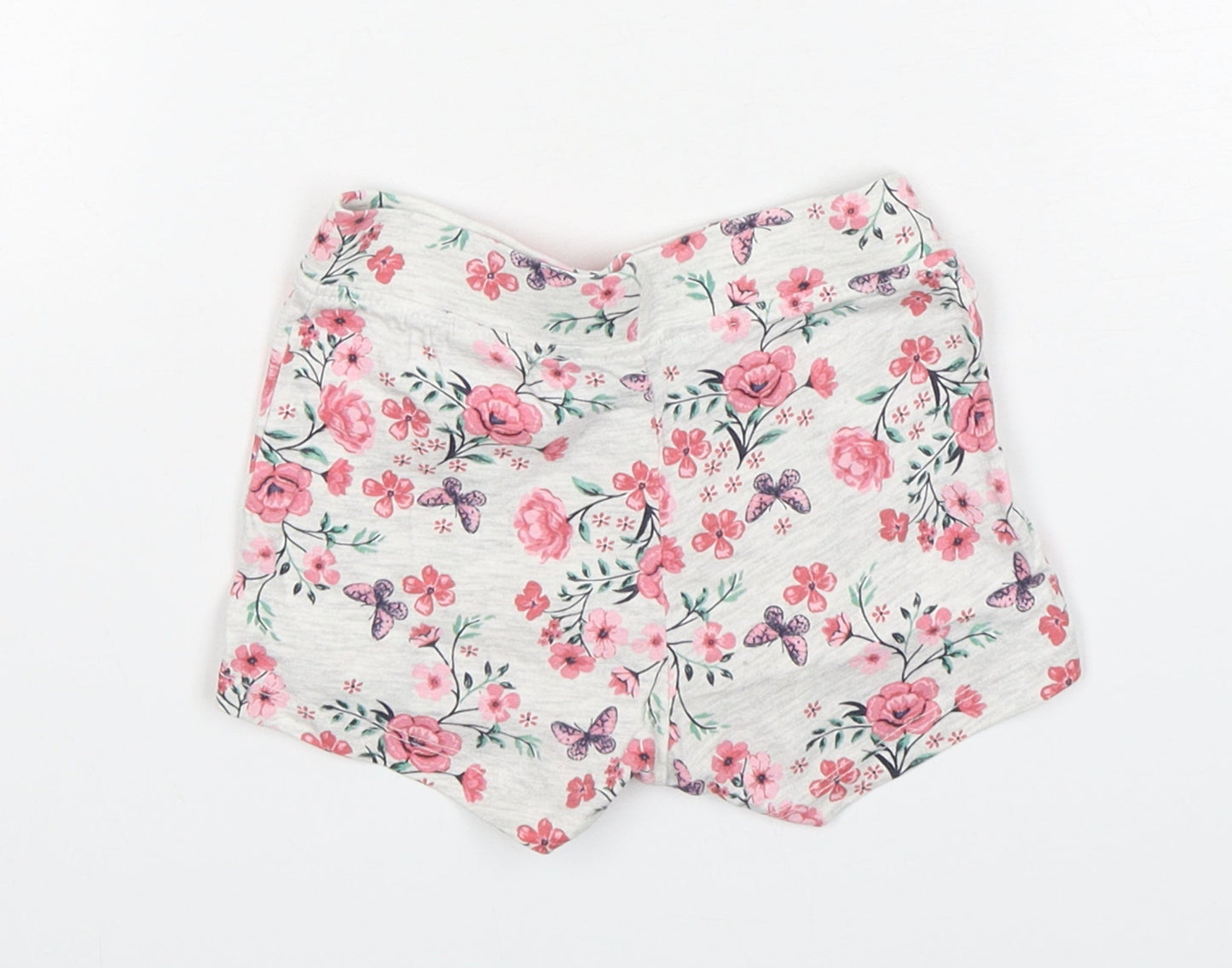 Primark Girls Grey Floral Cotton Sweatpants Trousers Size 9-12 Months   - Shorts