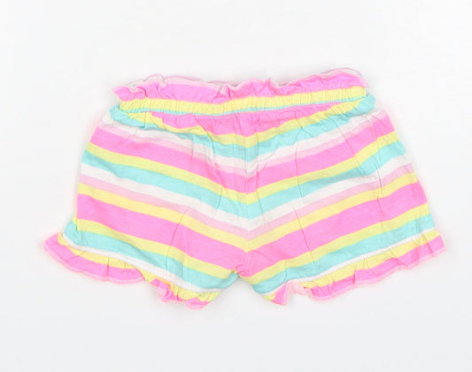 PEP&CO Girls Multicoloured Striped Cotton Sweatpants Trousers Size 9-12 Months   - Shorts