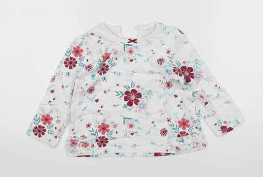 George Girls Multicoloured Floral Cotton Basic T-Shirt Size 12-18 Months Round Neck