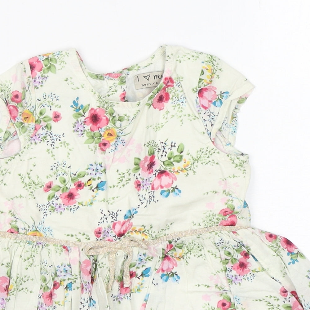 NEXT Girls Multicoloured Floral Cotton A-Line  Size 12-18 Months  Round Neck