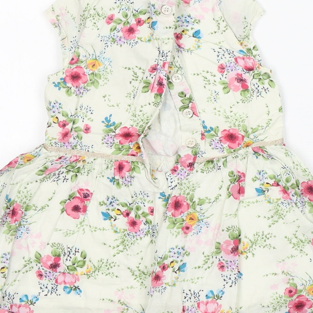 NEXT Girls Multicoloured Floral Cotton A-Line  Size 12-18 Months  Round Neck
