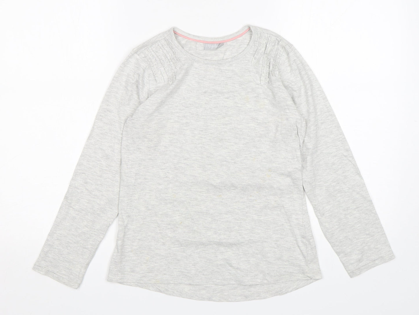 Matalan Girls Grey  Cotton Basic T-Shirt Size 10-11 Years Round Neck