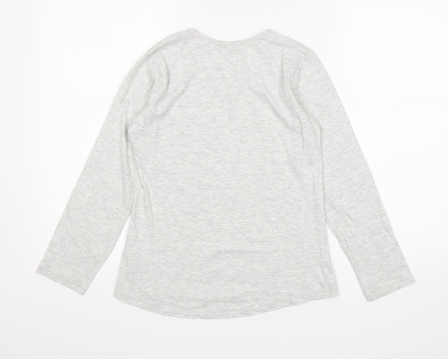 Matalan Girls Grey  Cotton Basic T-Shirt Size 10-11 Years Round Neck