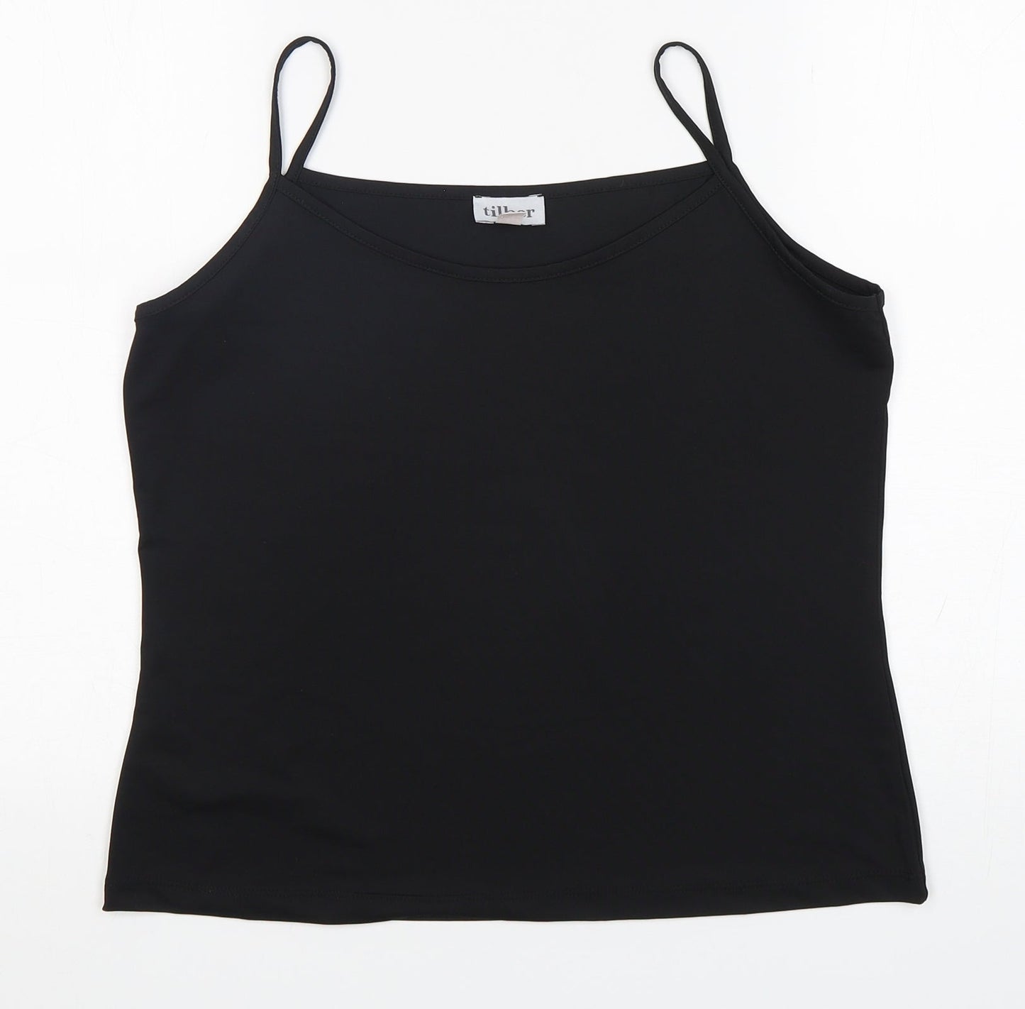 Tilber Womens Black  Polyester Camisole Tank Size 14 Round Neck
