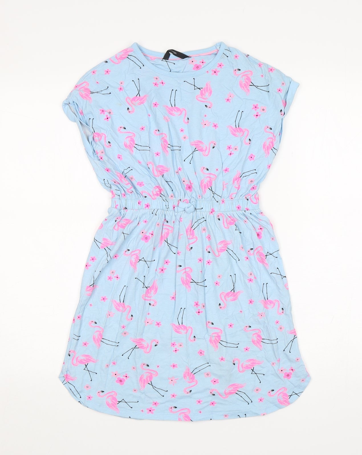 George Girls Blue Animal Print Cotton T-Shirt Dress  Size 10-11 Years  Round Neck
