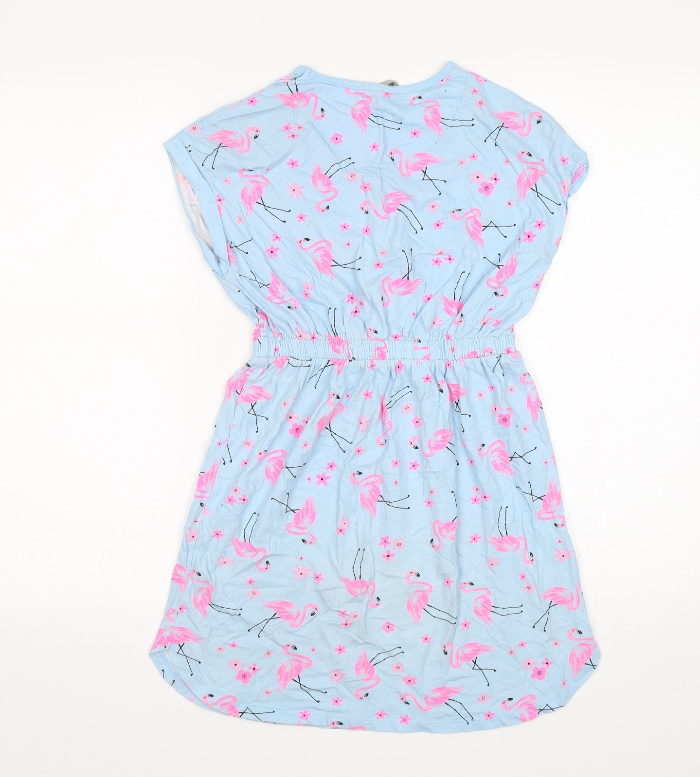 George Girls Blue Animal Print Cotton T-Shirt Dress  Size 10-11 Years  Round Neck