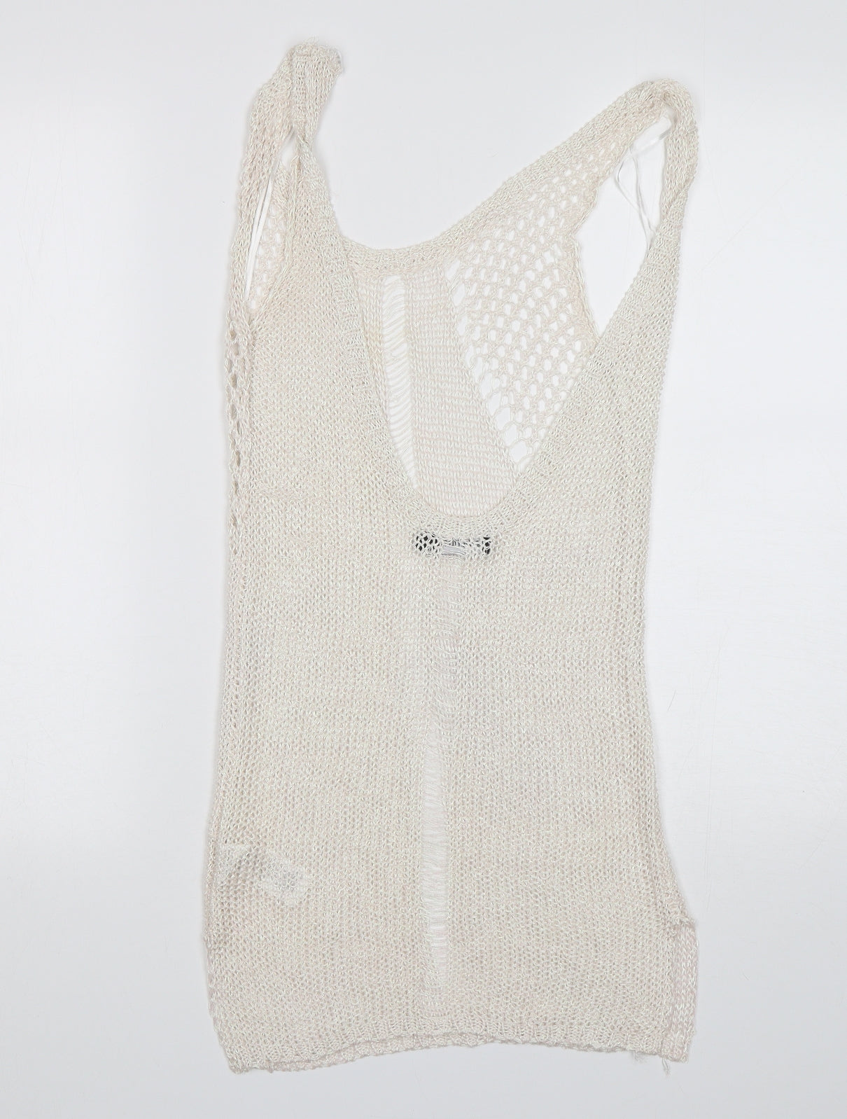 PRETTYLITTLETHING Womens White Round Neck  Viscose Vest Jumper Size 6
