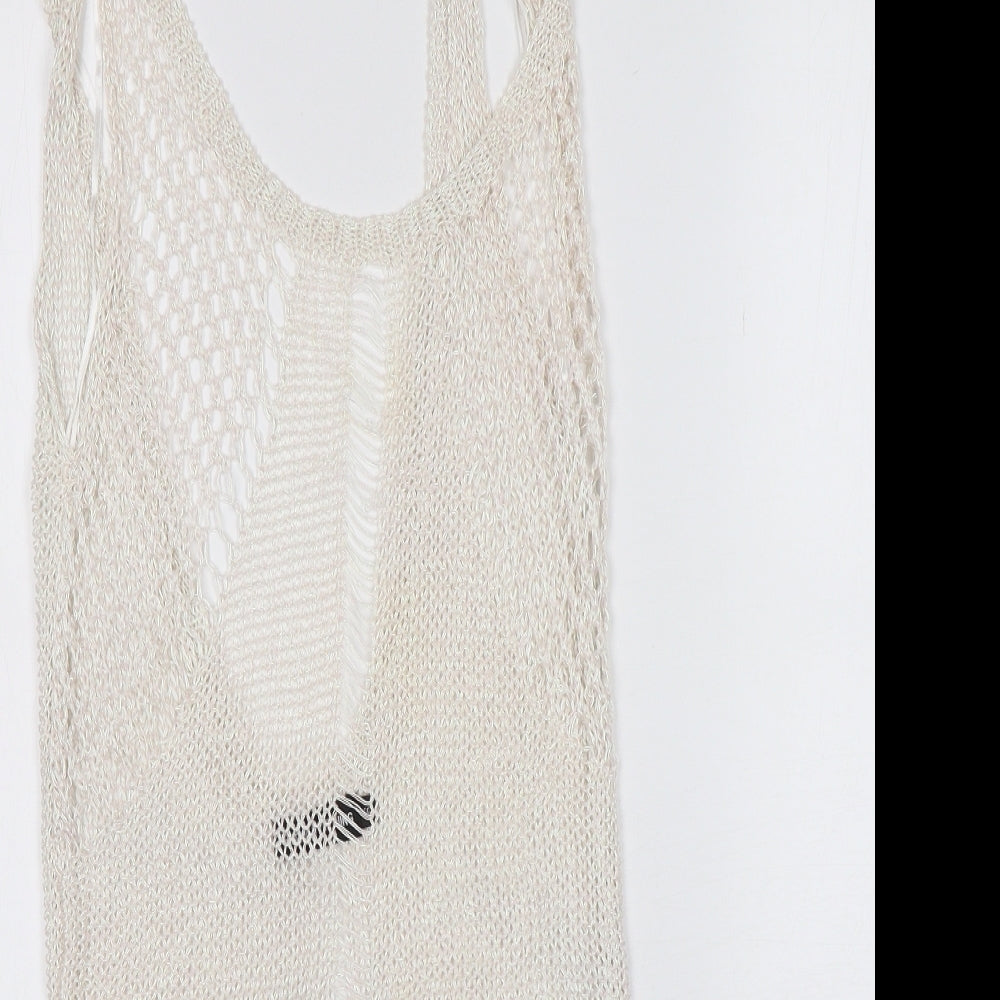PRETTYLITTLETHING Womens White Round Neck  Viscose Vest Jumper Size 6