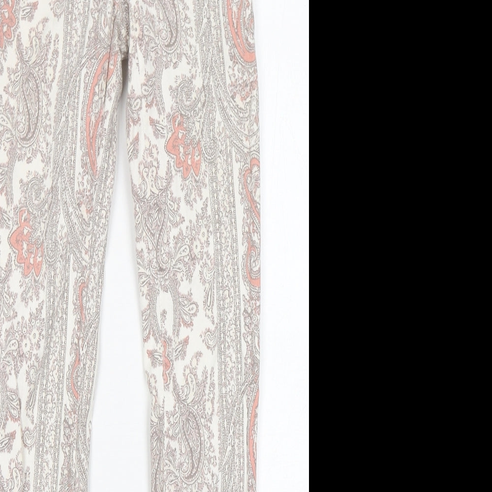 H&M Womens Multicoloured Paisley Cotton Skinny Jeans Size 4 L30 in Regular