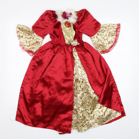George Girls Red  Polyester Ball Gown  Size 5-6 Years  Round Neck  - disney princess